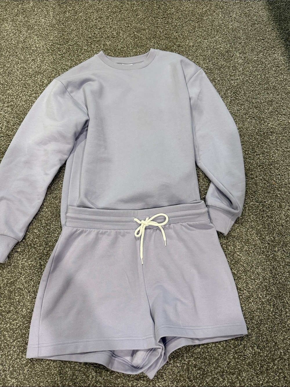 Lilac Lounge Sweatshirt and Drawstring Shorts Set